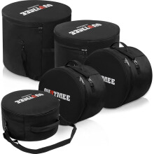 FREEAMG 5-Piece Drum Bag Set,Padded Drum Bag Set for 12"/ 13"/ 14" Tom Snare, 16" Floor Tom, 22" Bass Drum, drum cases for Drummers(Black)