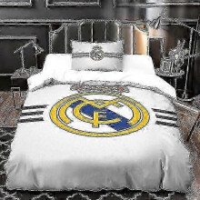 (200x200cm) Real Madrid Ultra Soft Duvet Set, Dubbelsängkläder, Mönstrat Mikrofiber Duvet Set