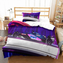 (King220x240cm) 3D F1 Racing Påslakan Sömnad Sängkläder Racing Tryck Påslakan med Örngott Fars Dag Sängkläder