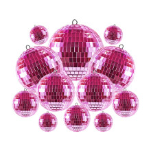 Jicyor Pack of 12 Disco Balls, Disco Mirror Ball Silver Mini Disco Balls, Disco Ball Mirror Ball for Christmas Tree Decoration, Light Effect, Wedding,