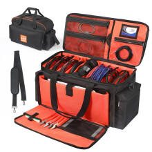 DJ Gig Bag, DJ Cable File Bag with Detachable Padded Bottom and Dividers, Travel Gig Bag for Cords Sound Equipment DJ Gear Musician Accessories (Orang