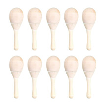 JIHUOO 10 Pcs Small Wooden Maracas Hand Percussion Rattles Unfinished Wood Music Maracas Wooden Rumba Shakers Percussion Instrument Mexican Fiesta Par