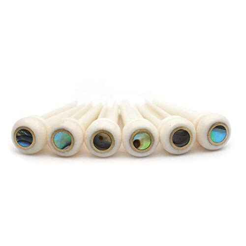 Acoustic Guitar String End Bone Nut Bridge Saddle Abalone Pins Replacements Set (Only 6pcs Pins) 2