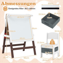 Verstelbare kinderezel met stoel, krijtbord en whiteboard