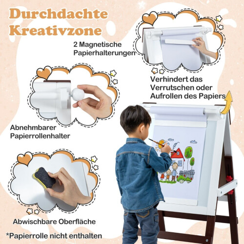 Verstelbare kinderezel met stoel, krijtbord en whiteboard 2