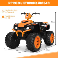 12V elektrische kinderquad met verlichting, muziek en claxon, oranje