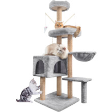 HOMIDEC Árvore de Rascador para Gatos, 145cm, Torre de Escalada Estável com 7 Colunas de Sisal