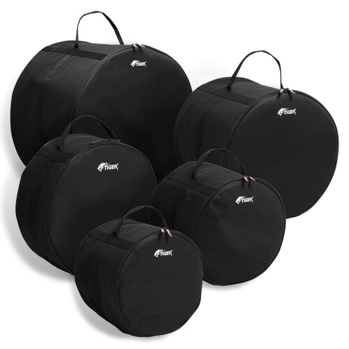 Tiger 5-Piece Drum Bag Set – Lightweight and Durable 600D Nylon – Black