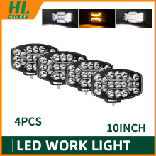HAOLIDE LED spotset van 4PCS, 10 inch, wit licht met amber DRL, 12V-24V voor vrachtwagens en terreinvoertuigen