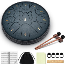 CAHAYA Steel Tongue Drum 6 Inch 11 Note D Key Handpan Rain Drum Dark Blue