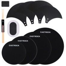 EASTROCK Drum Mute Pads Set 11 Pieces Fit 10”, 12”, 14”, 16"Drum,Black