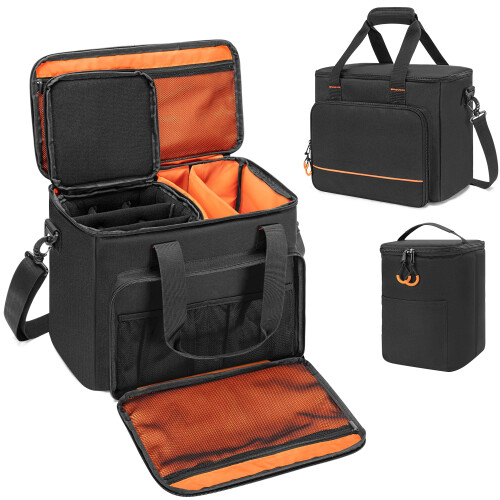 PGmoon 9-Slot Wireless Microphone Case – PE Foam, Shoulder Strap, Black