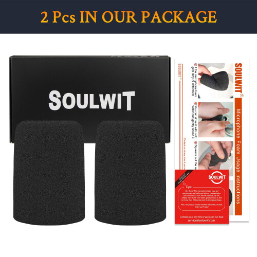 SOULWIT 2Pcs Pop Filter for Shure MV7+(MV7 Plus) - Black 2