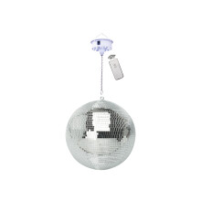 30cm 300mm Mirror Ball with Battery Motor, LED Lights, Remote Control, DJ Party Disco