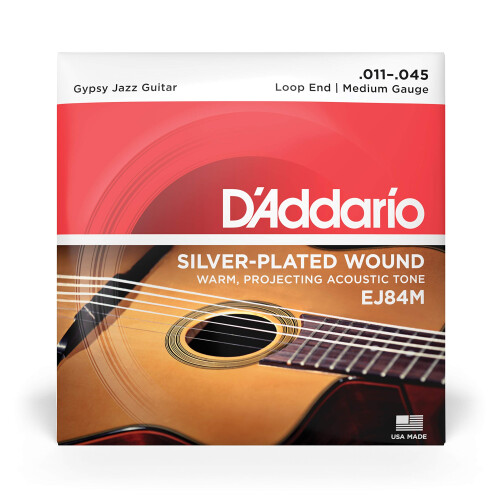 D'Addario Gypsy Jazz Acoustic Guitar Strings - EJ84M - Loop End - Medium, 11-45 1