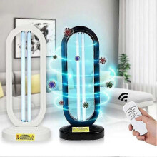 (US plug, Black) Lámpara de ozono ultravioleta de 38 W, lámpara germicida de cuarzo móvil para desinfección del hogar