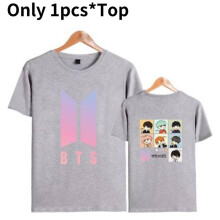 (Gray,L)Bts Print T Shirt Unisex Tee Bangtan Boys Clothing Fashion Summer Shirt Gift