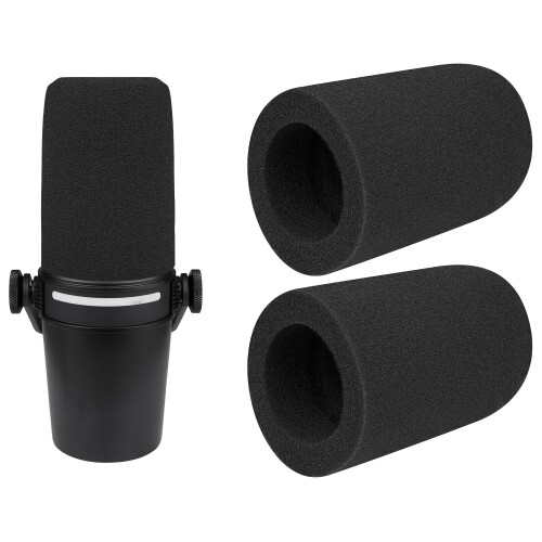 SOULWIT 2Pcs Pop Filter for Shure MV7+(MV7 Plus) - Black