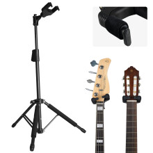 AROMA Bass Stand Universal for Acoustic Electric Classical Guitars Floor Stand Foldable with Auto-Lock Neck Holder Soild Tripod One Button Lift