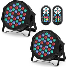 U`King 2 Pack 72W LED Stage Lights, RGB 36 LED Par Can Wash Lights with Remote and 7 Modes, Pro Stage Lighting for DJ Disco Parties Weddings Stage Clu