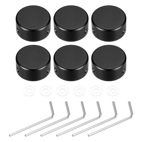 sourcing map 6 Pcs Footswitch Toppers 3/8" for Guitar Black