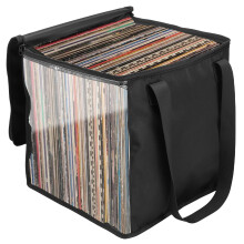 Jokapy Vinyl Record Storage Box Holds up to 50 12-Inch Records Clear Vinyl Records Carrying Bag Collapsible Large Capacity Record Album Holder Vinyls