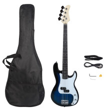 LALAHO Electric Bass Guitar, Full-Size 4 String Bass Guitars Beginner Kit with Gig Bag, Shoulder Strap, Cable Accessories for Starter, Professionals &