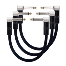 Rayzm Guitar Patch Cable - 15cm Noiseless Effects Pedalboard Patch Cable Cord, Right Angle Male TS Mono Instrument Cable for Bass Effect Pedals (Pack