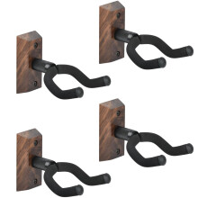 CENBEN 4 Pack Guitar Wall Mount, Black Walnut Wood Guitar Hanger, Hardwood U-Shaped Guitars Holder for Acoustic, Electric Guitars, Bass, Ukulele, Easy
