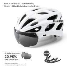 ROCKBROS Fietshelm, L (57-62cm), lichtgewicht geïntegreerde helm met bril voor MTB en wegfietsen