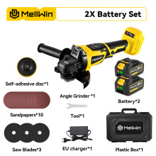 MELLWIN Slijptol, 125 mm, borstelloos, 3 versnellingen, set van 2 accu