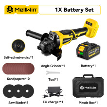 MELLWIN Slijptol, 125 mm, borstelloos, draadloos, geschikt voor 18V batterijset