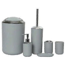 (Grey) Juego de accesorios de baño de material PP, 6 piezas, herramientas para organizar el baño.