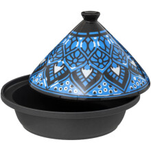 Tajine em cerâmica e aço inoxidável, 30,20 x 30,20 x 23 cm, azul, para indução
