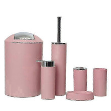 (Pale Pink) Juego de accesorios de baño de material PP, 6 piezas, herramientas para organizar el baño.
