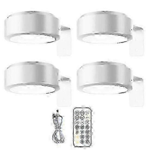 (4pcs, white) Ασύρματο φωτιστικό τοίχου με τηλεχειριστήριο, ρυθμιζόμεν