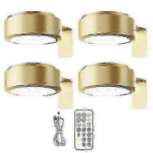 (4pcs, golden) Seinälle kiinnitettävä langaton kuvavalaisin kaukosäätimellä, himmennettävä, paristokäyttöinen, säädettävä,
