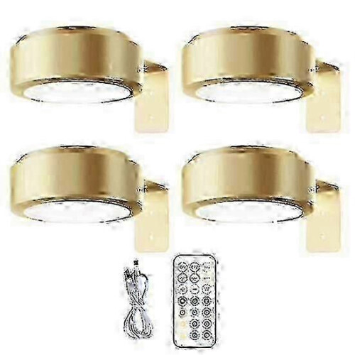 (4pcs, golden) Ασύρματο φωτιστικό τοίχου με τηλεχειριστήριο, ρυθμιζόμεν