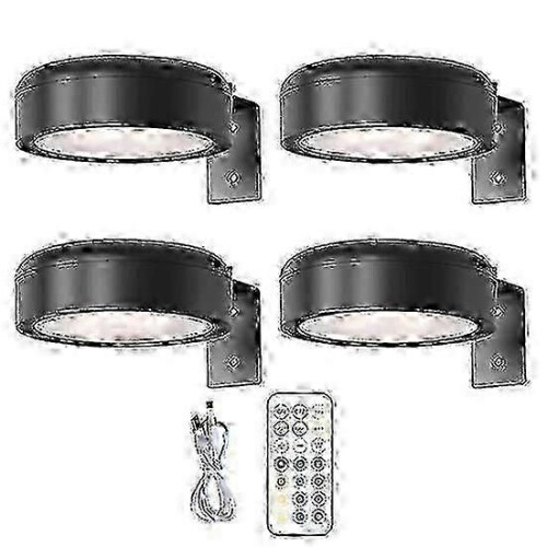 (4pcs, black) Ασύρματο φωτιστικό τοίχου με τηλεχειριστήριο, ρυθμιζόμεν