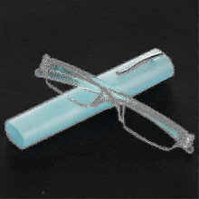 (Strength 1.50, B-blue) Ultradunne leesbrillen met metalen montuur voor mannen en vrouwen, draagbaar mini-ontwerp met etui.