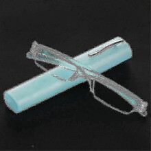 (Strength 2.50, B-blue) Ultradunne leesbrillen met metalen montuur voor mannen en vrouwen, draagbaar mini-ontwerp met etui.