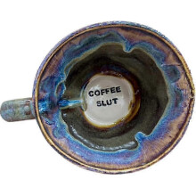 (COFFEE SLUT) Kubek ręcznie robiony, zabawny, ceramiczny, wyjątkowy kubek z zaskakującymi słowami, kubek z żartem,