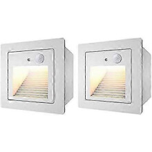 (white) [2 τεμάχια] Εντοιχιζόμενα φώτα σκάλας 3W, LED με αισθητήρα κίνησης,