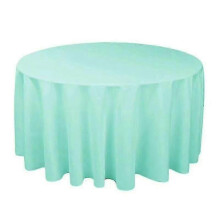 (Diameter 140CM, Tiffany) Mantel redondo de poliéster para fiesta de bodas en blanco, negro, rojo, azul y dorado.