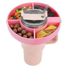 (Pink) Bol de silicona para aperitivos para vaso Stanley de 40 oz con asa, bandeja para aperitivos para vaso
