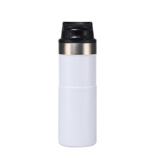 (white) Taza de viaje de acero inoxidable a prueba de fugas de 16 oz, vaso térmico para café con aislamiento