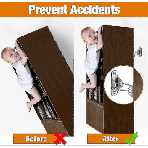 (12 pcs, silver) Kit di 6 ancoraggi per mobili per la sicurezza dei bambini, cinghie per mobili da utilizzare per prevenire 1
