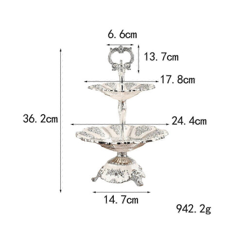 (2 Layer Argent) Dessertfat Serveringsfat Buffé Serveringsbricka för Kök Bröllop 3 Lager Guld 1