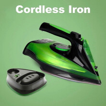 (green) Plancha inalámbrica, plancha de vapor de 2400 W, plancha de vapor portátil y ligera para ropa, suela