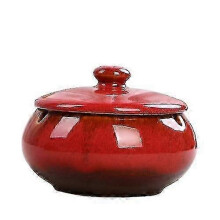 (red) Premium Retro Ashtray with Lid - Elegant Home Decor, Dustproof & Odor Control for Indoor Use |